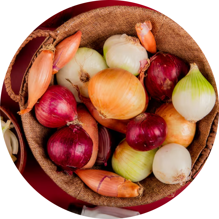 Imagem de cebola na tigela de demosntração do sabor da batata